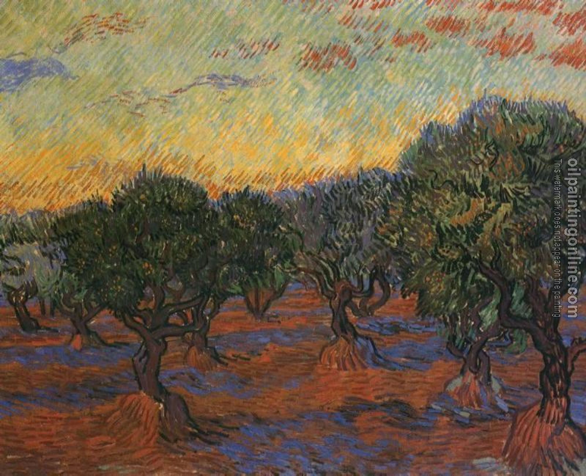 Gogh, Vincent van - Olive Grove, Orange Sky